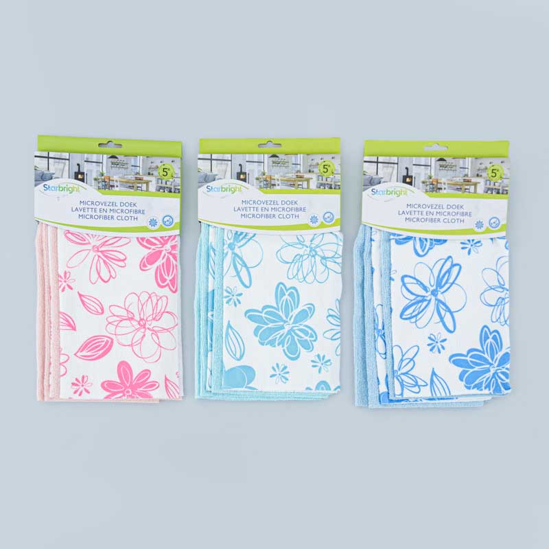 Lot de 5 lavettes microfibres