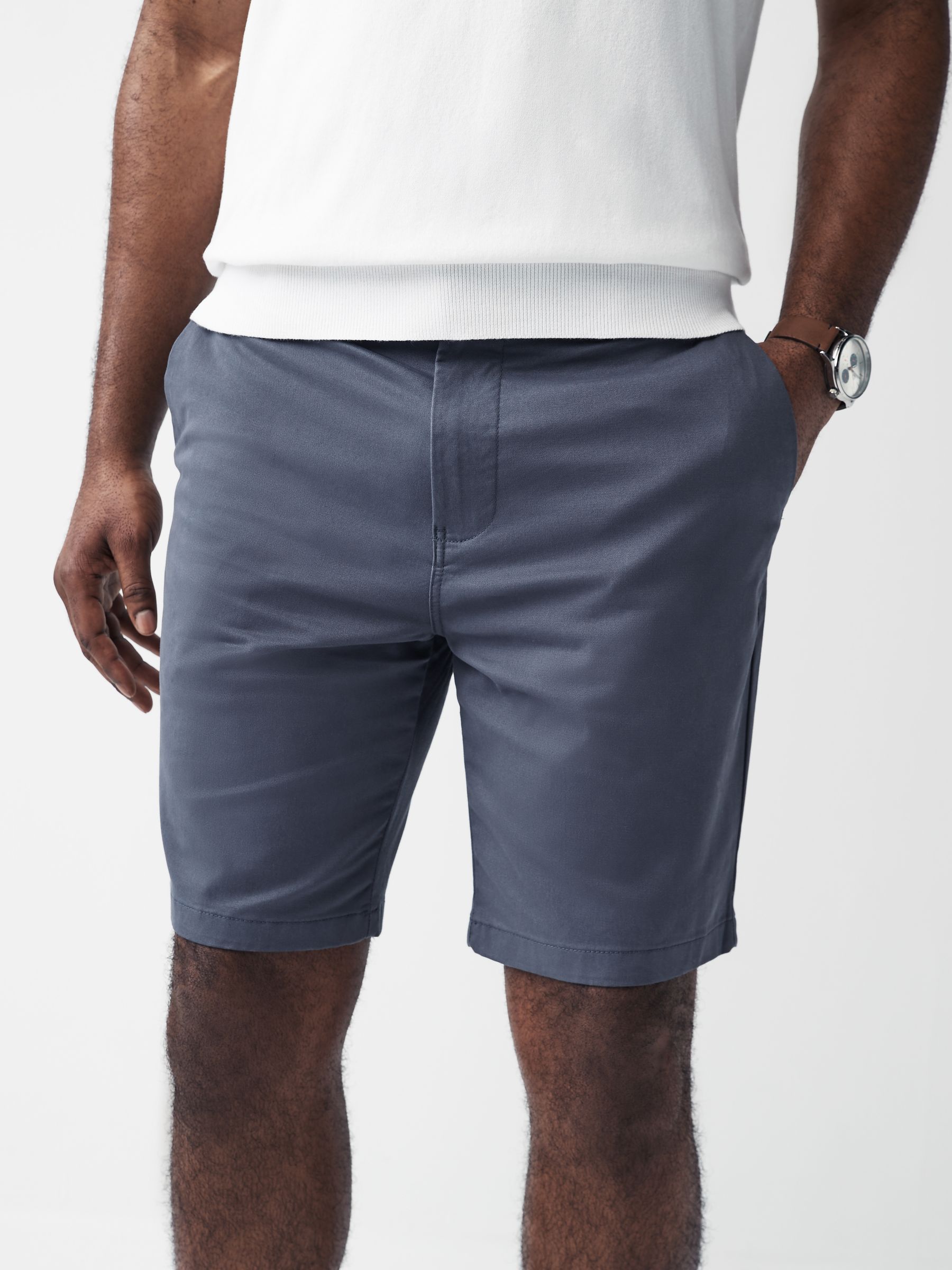 Normaal blauw - Slim Fit - Chinoshort met stretch