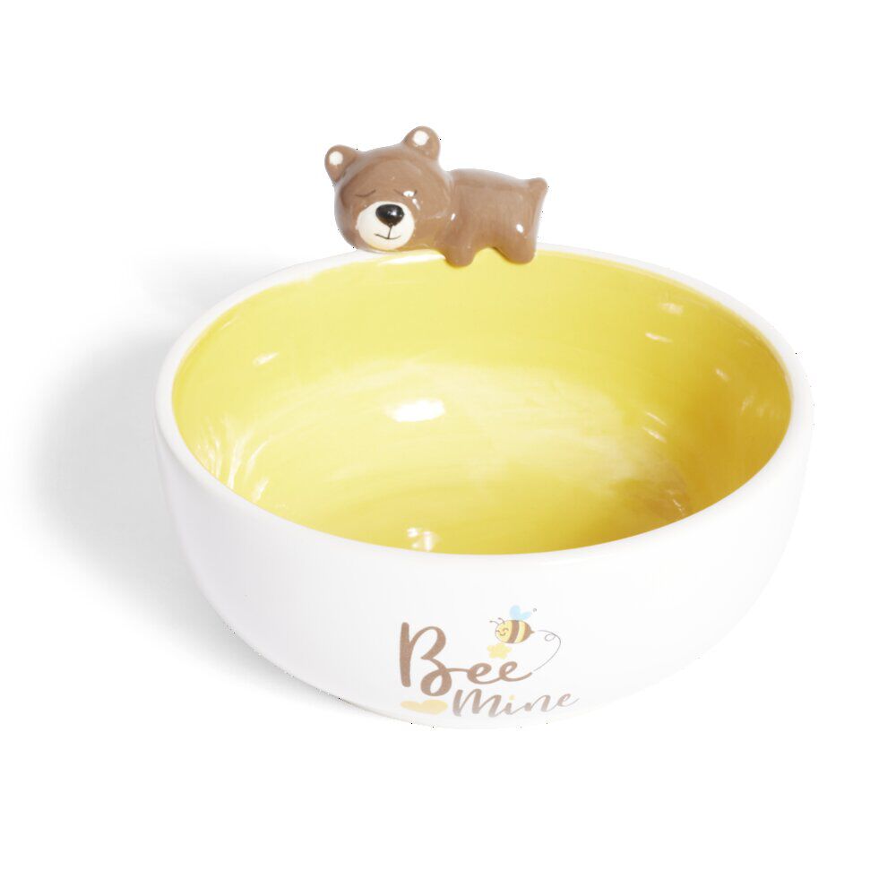Bol ours dolomite blanc et jaune Ø14,5cm