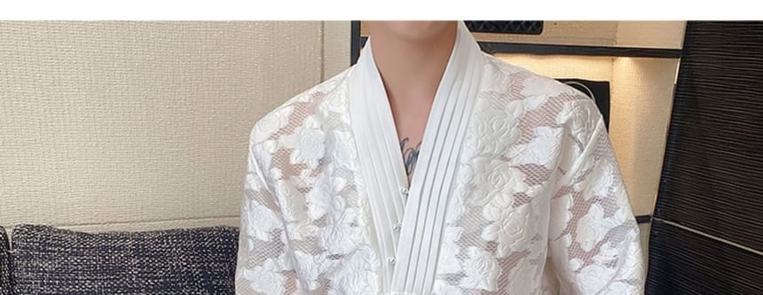 Bjorn - V-hals jacquard kikkerknoopjasje