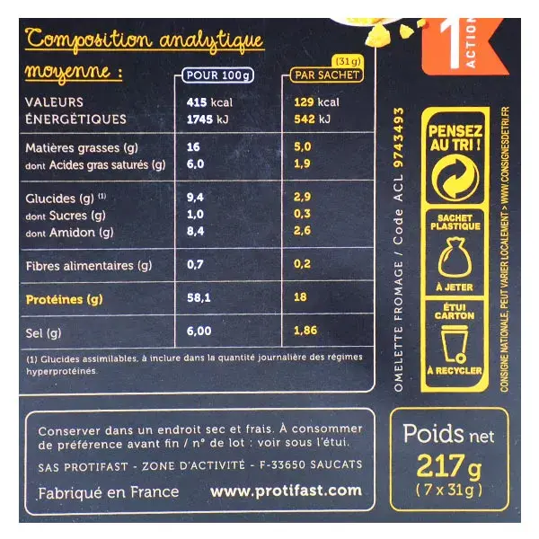 Protifast Small Dishes Omelete com Queijo 7 sachês
