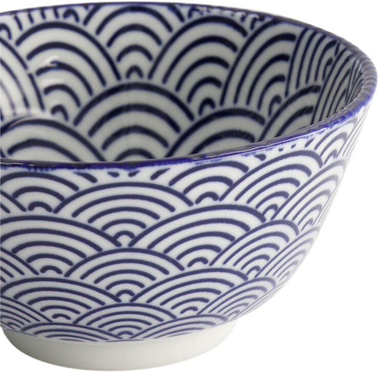 Tokyo Design Studio Nippon Blue Rice Bowl 12x6. 4cm Wave TN-01/A 6/96 Blue/white