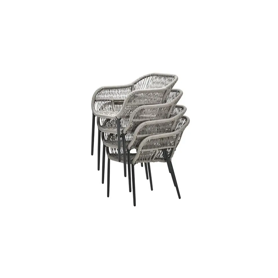Pescara dining fauteuil - carbon black - rope taupe - desert sand