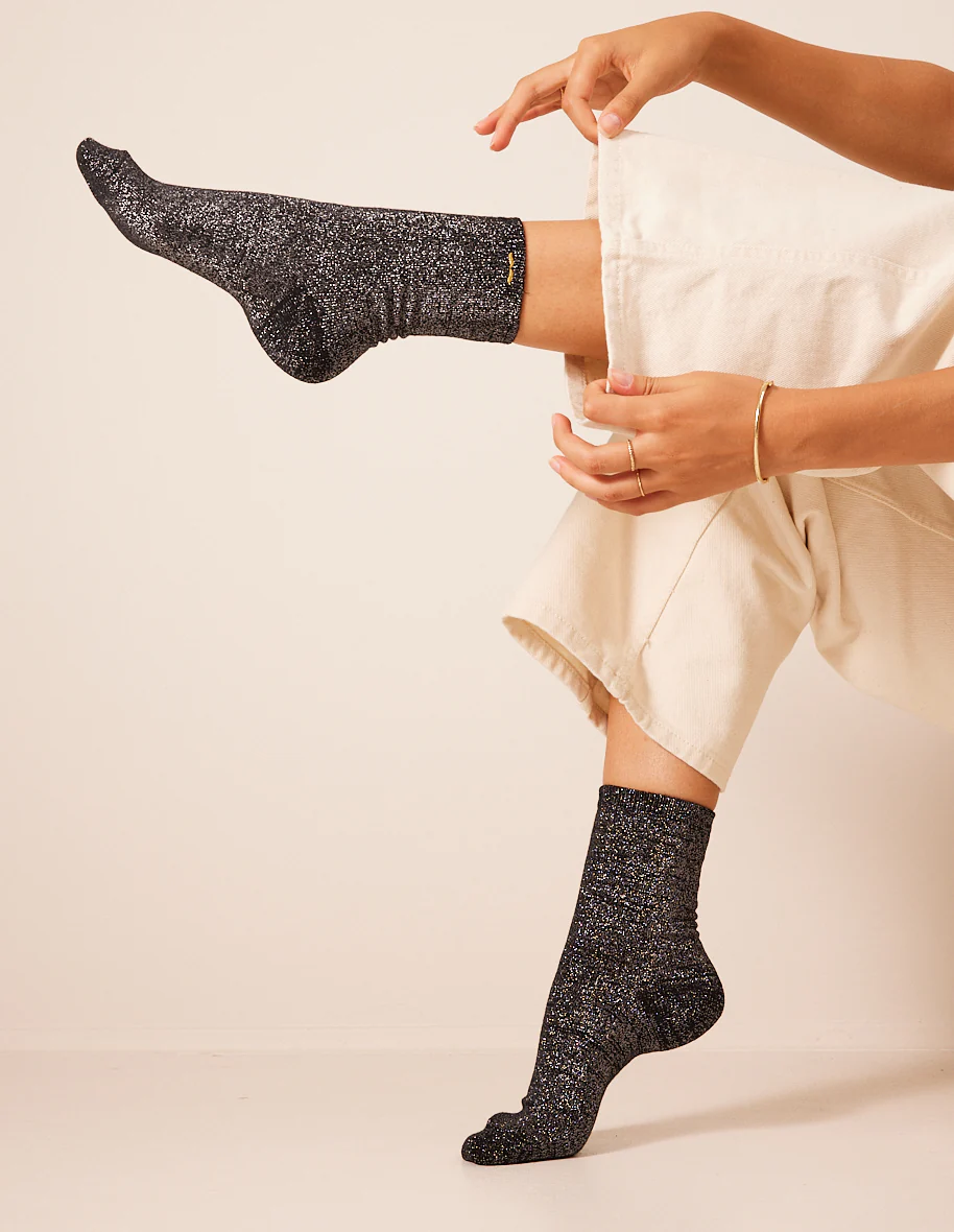 Pack de 3 Chaussettes - Fantaisie petit coeur noir doré