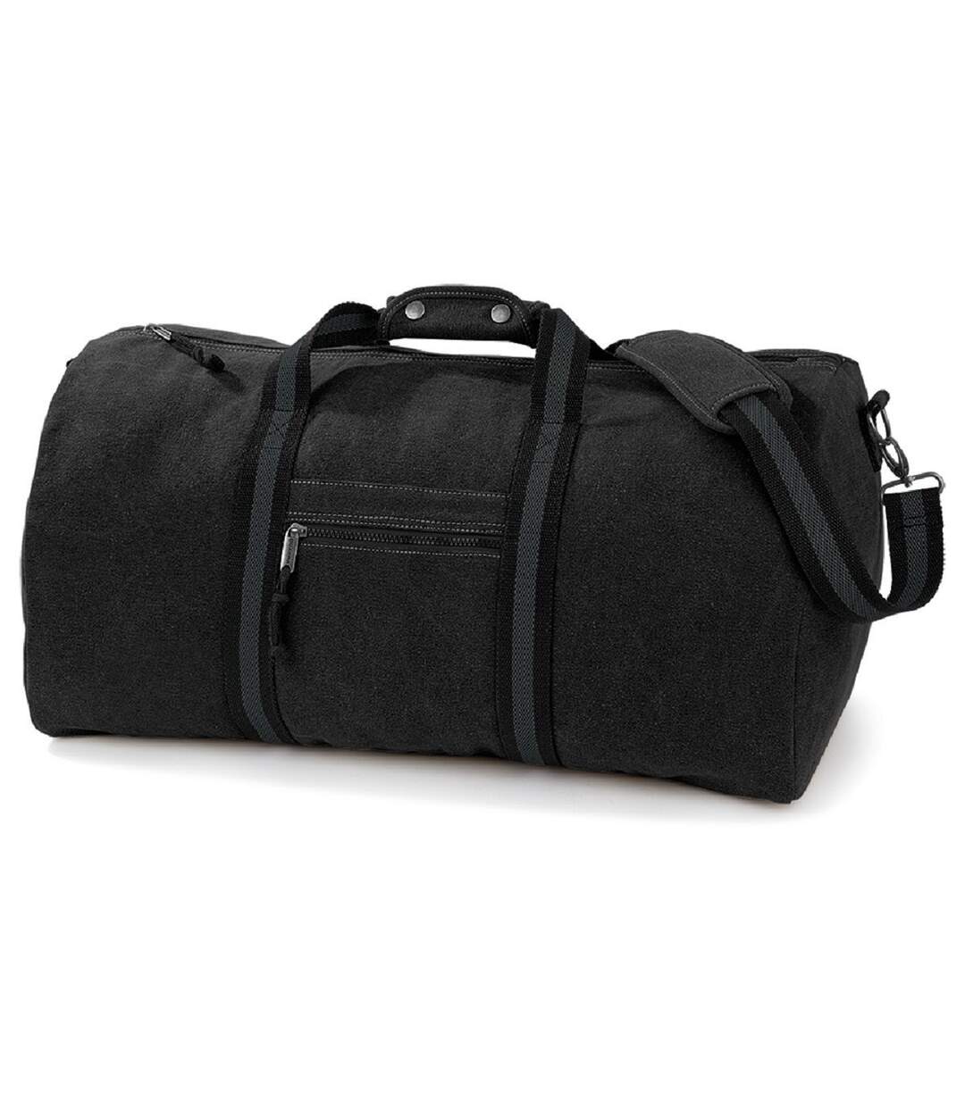 Sac de voyage toile look usé style vintage - noir - QD613