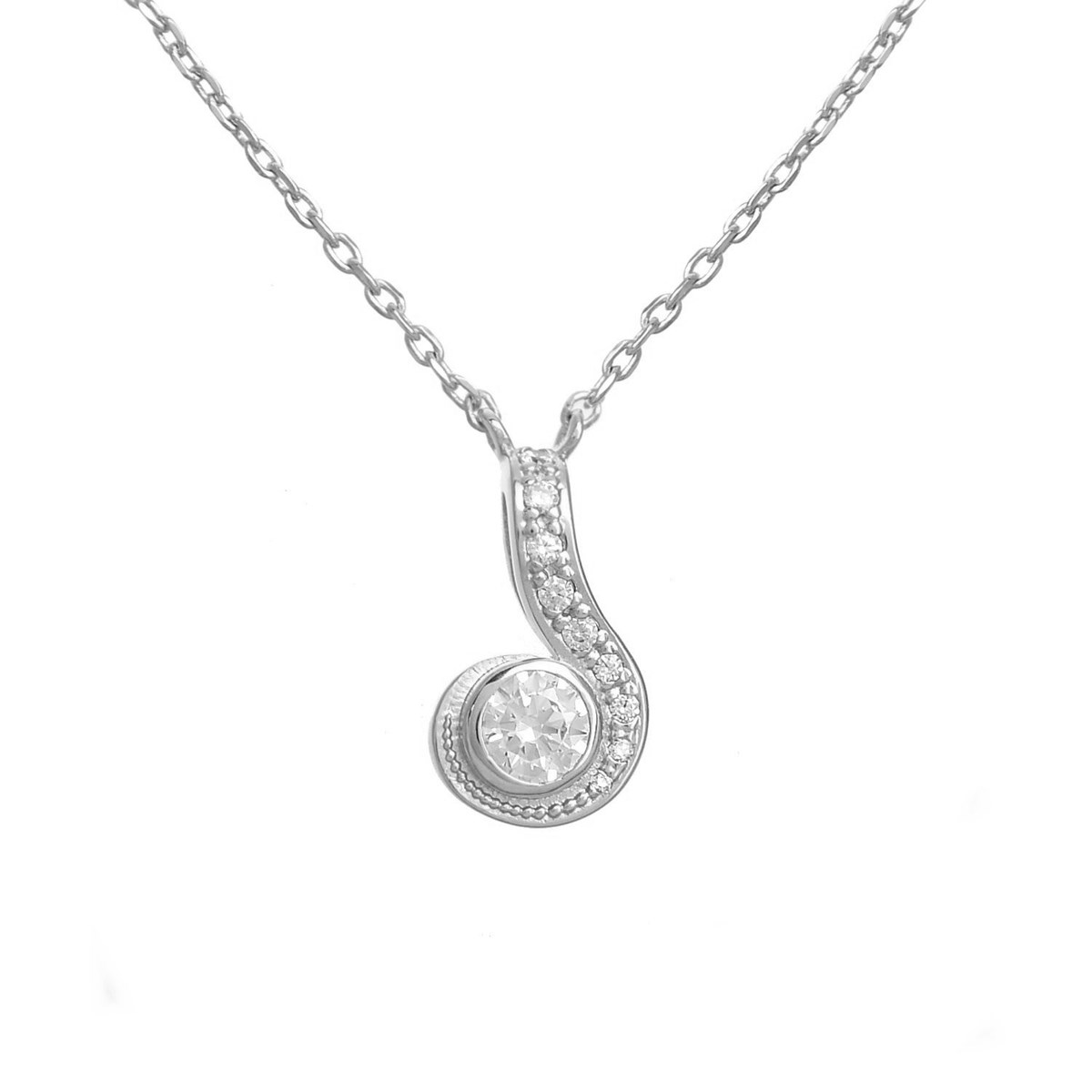 Collier spirale d'oxyde de zirconium rond Argent 925 Rhodié