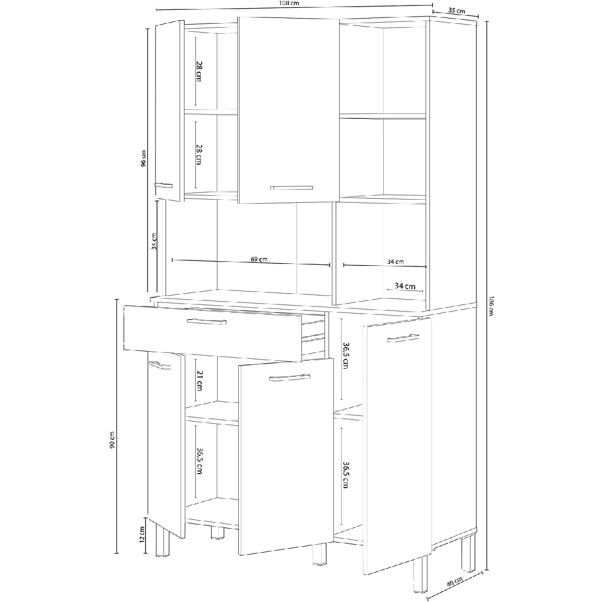 Pegane Buffet Blanc Artic/Chêne Canadien
