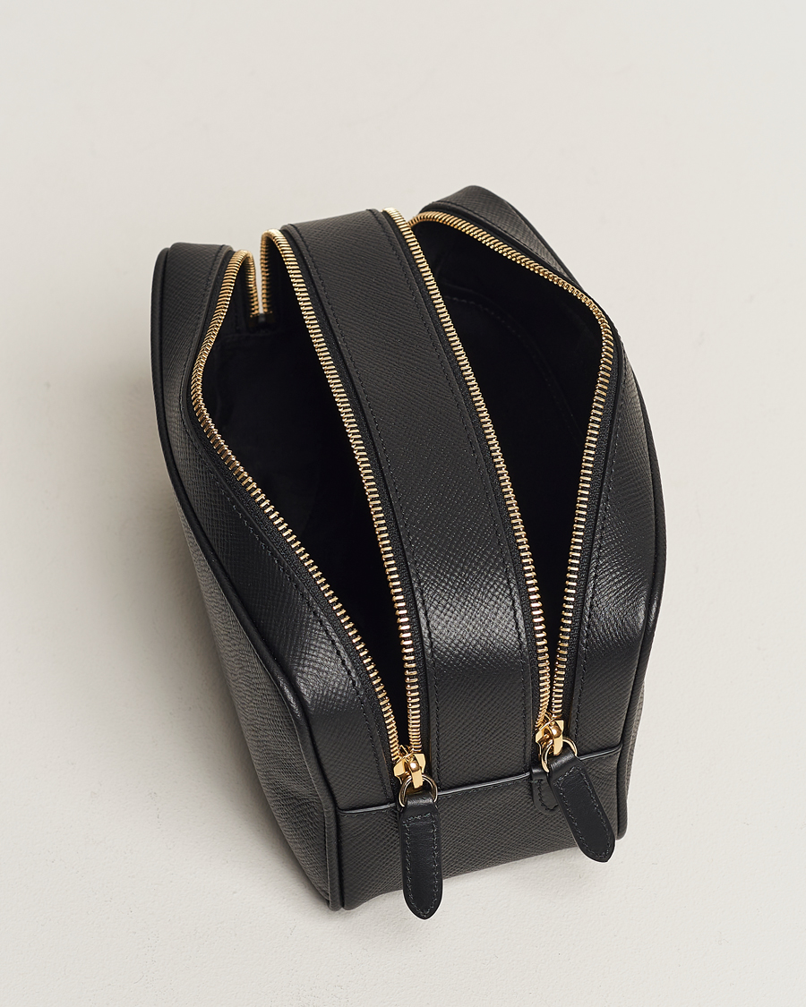 Smythson Panama Double Zip Washbag Black