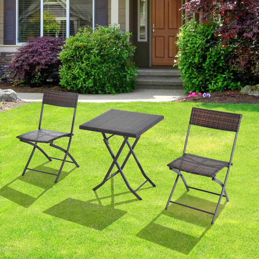 Outsunny Balkonmöbel als 3-teiliges Set kaffeebraun