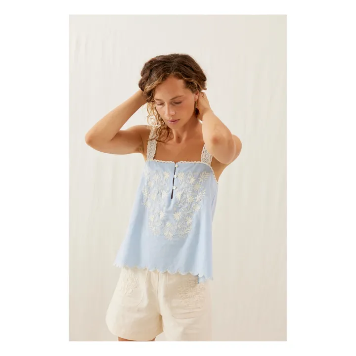 Louise Misha Top Paradine Coton Bio - Collection Femme | Bleu ciel
