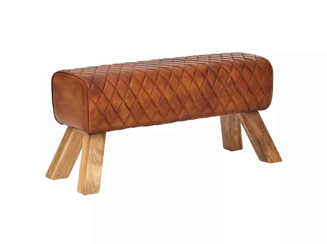 banc en cuir véritable / bois massif 89 cm Springbok Hall bench Banc en cuir