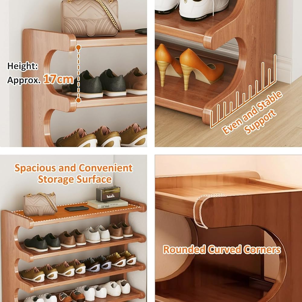Mehrschichtiges Schuhregal, staubdicht, platzsparend, Schuhschrank für den Eingangsbereich, stilvoll und funktional, 80 cm, 4. Etage
