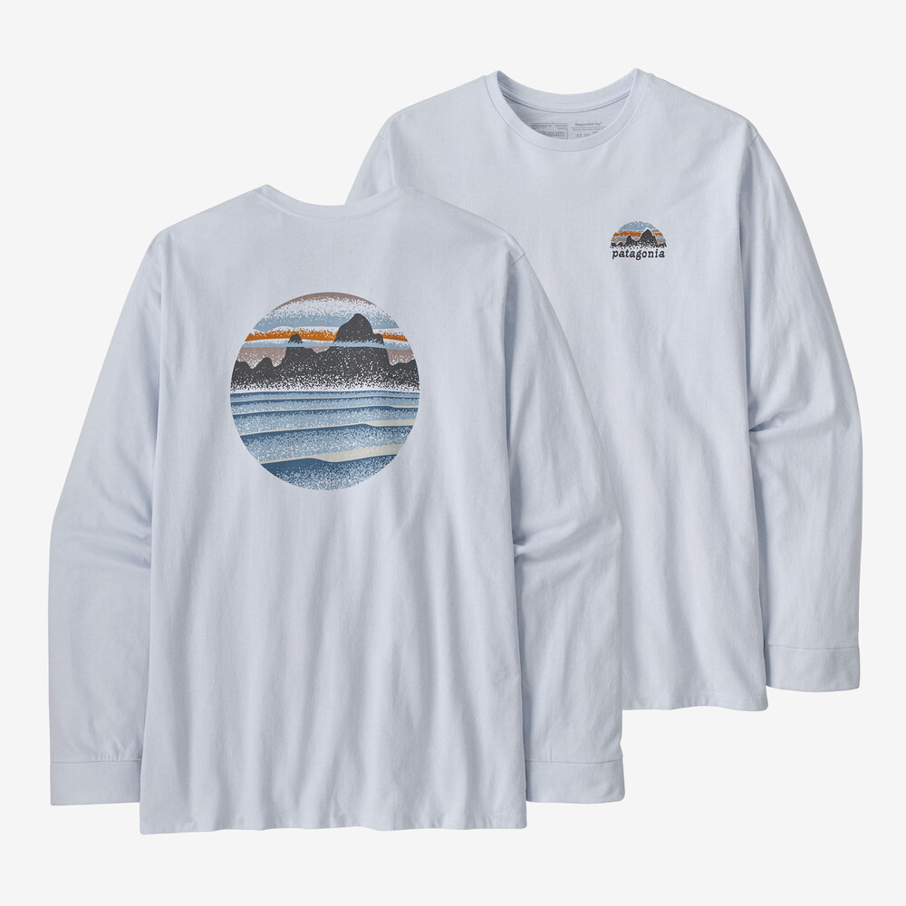 Herren Langarm-T-Shirt mit Skyline-Motiv und Verantwortungsbewusstsein