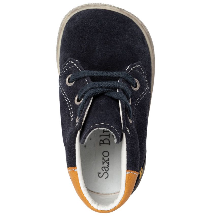 Bottillons bleu marine en cuir pour bébé garçon