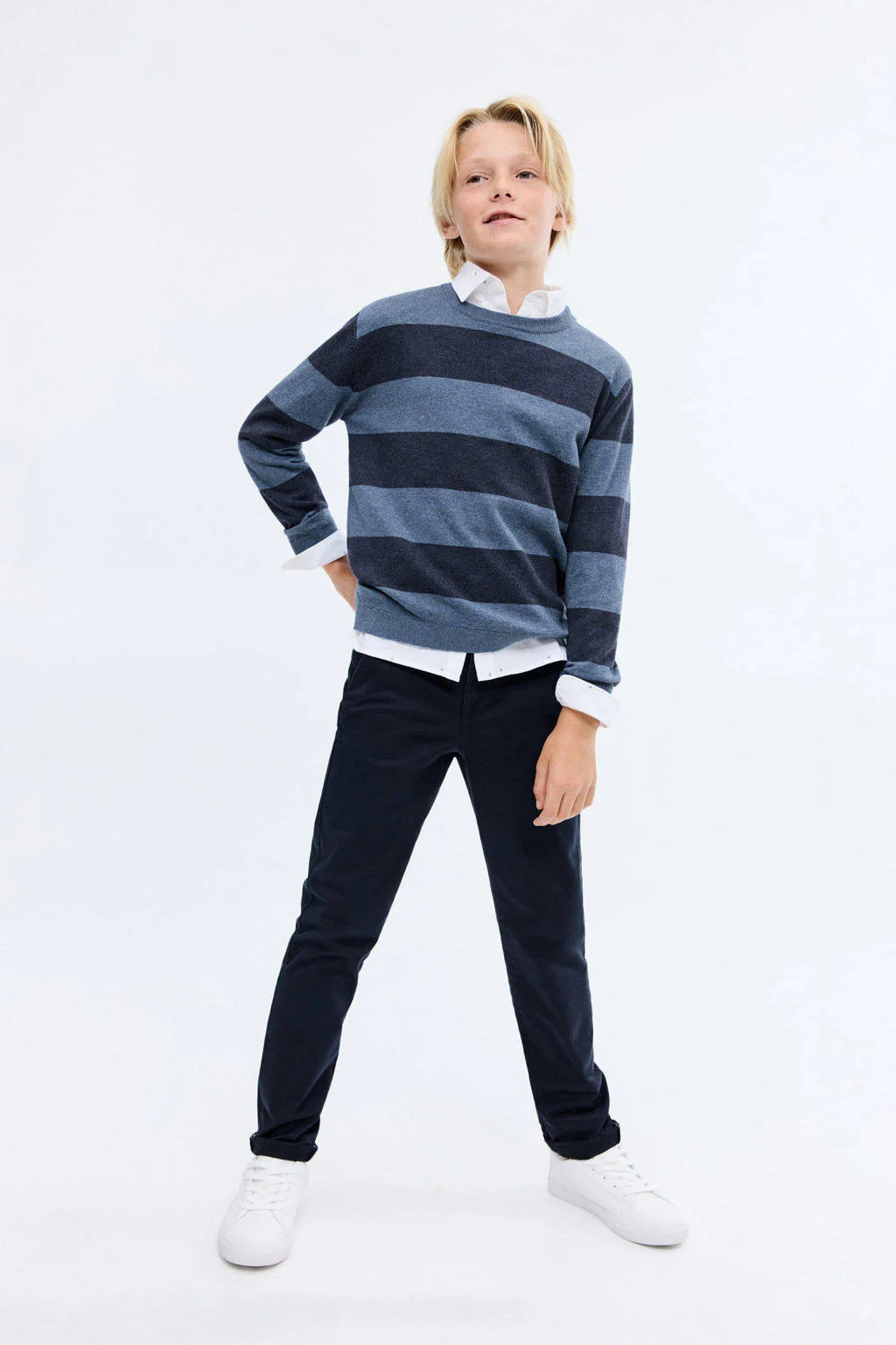 Mango Kids straight casual broek marine