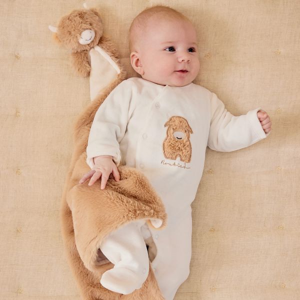 Noukie's F&O Pyjama Met Borduursel - Velours - Wit