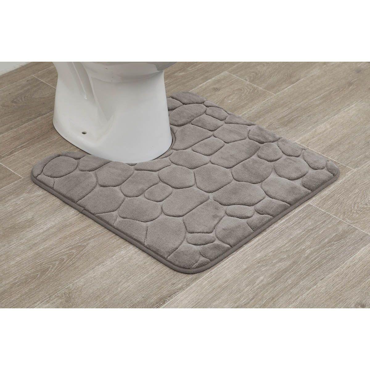 TAPIS CONTOUR WC MEMOIRE DE FORME GALET 45X50CM TAUPE