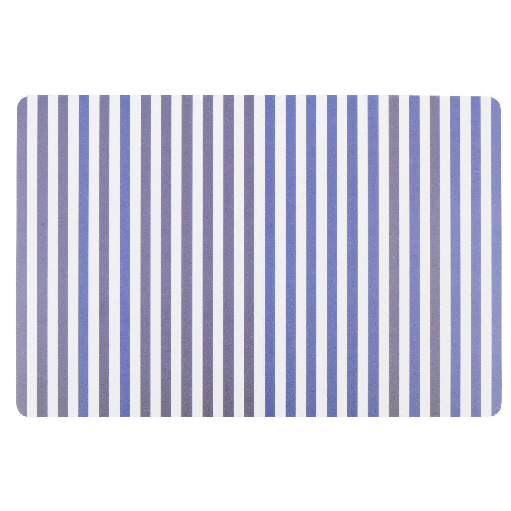 Set de table rectangulaire plastique imprimé Bayadère bleu blanc