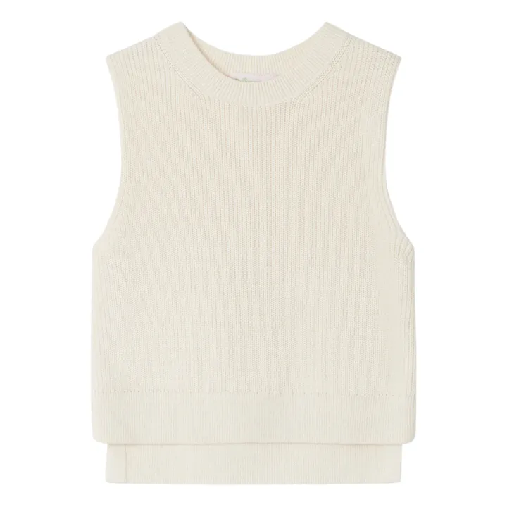 Bonpoint Pull Sans Manches Coton et Cachemire Chan | Ecru