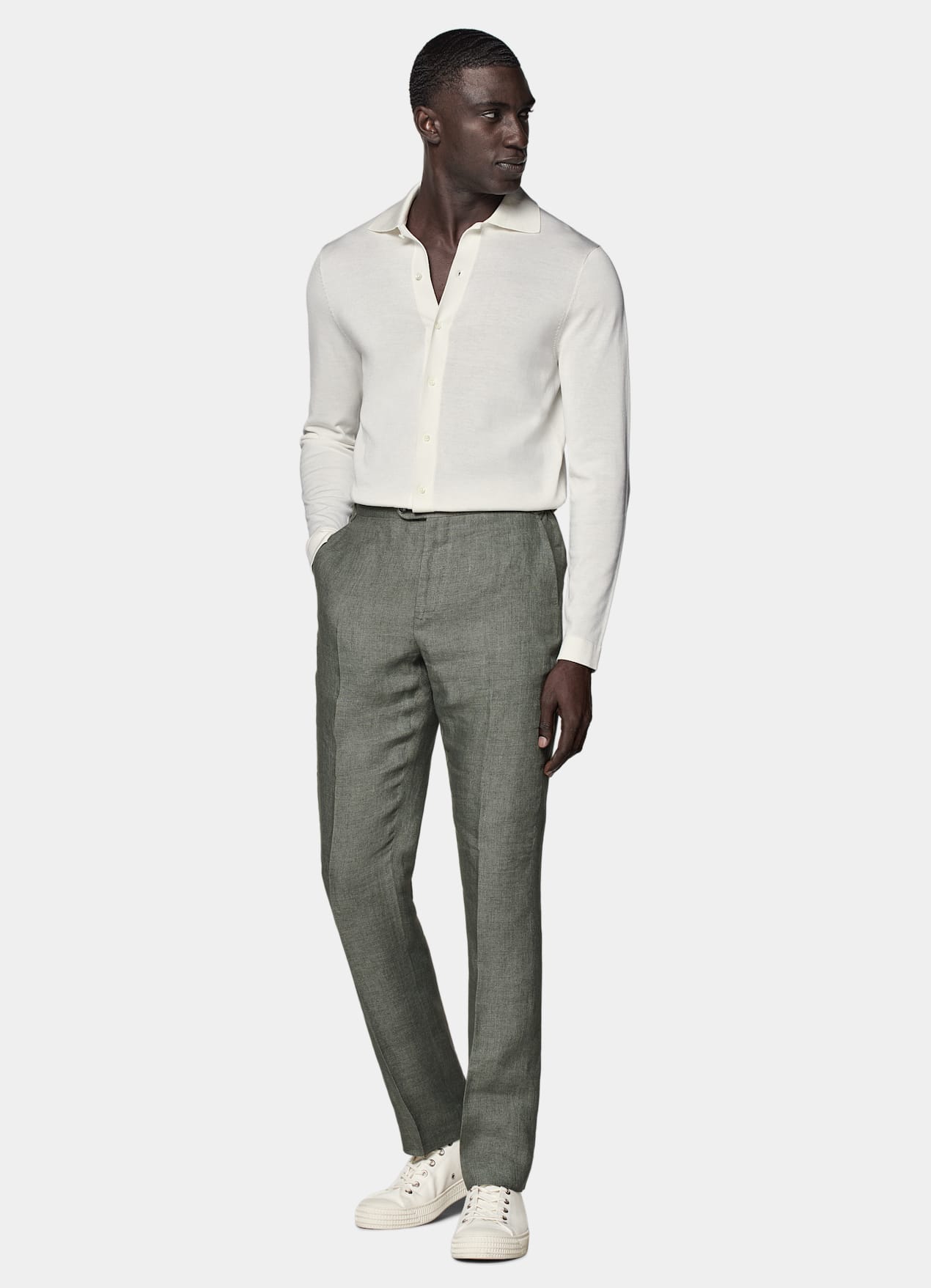 Pantalon Slim Leg Straight vert moyen