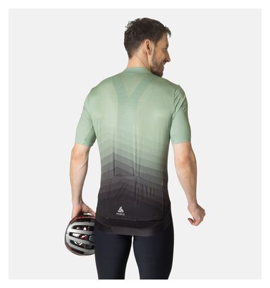 Maillot Manches Courtes Zippé Odlo Zeroweight Vert / Noir