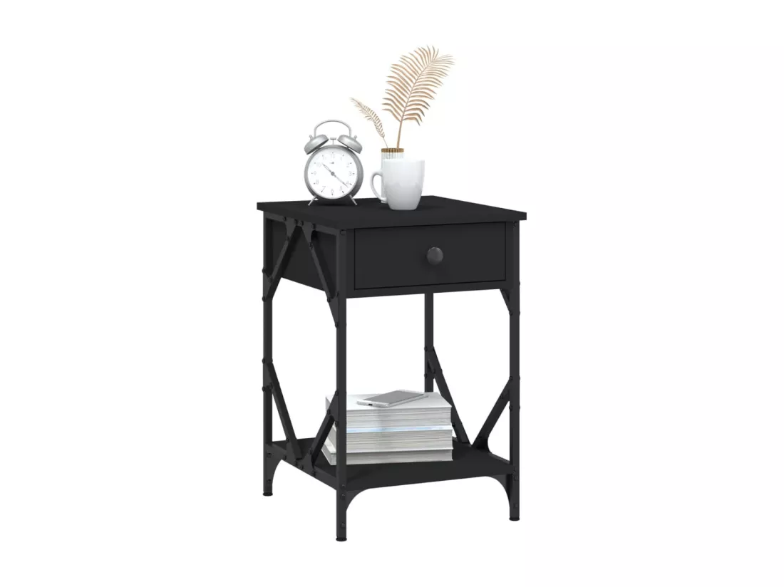 Tables de chevet 2 pcs noir 40x42x60 cm bois d'ingénierie