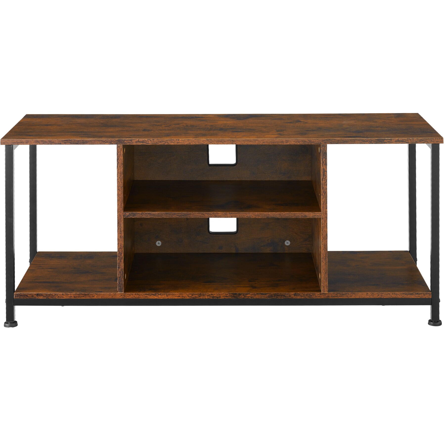 tectake® TV-Regal, Industrial Style, 4 offene Fächer, verstellbarer Einlegeboden und Kabelaussparungen, 110 x 40 x 50,5 cm