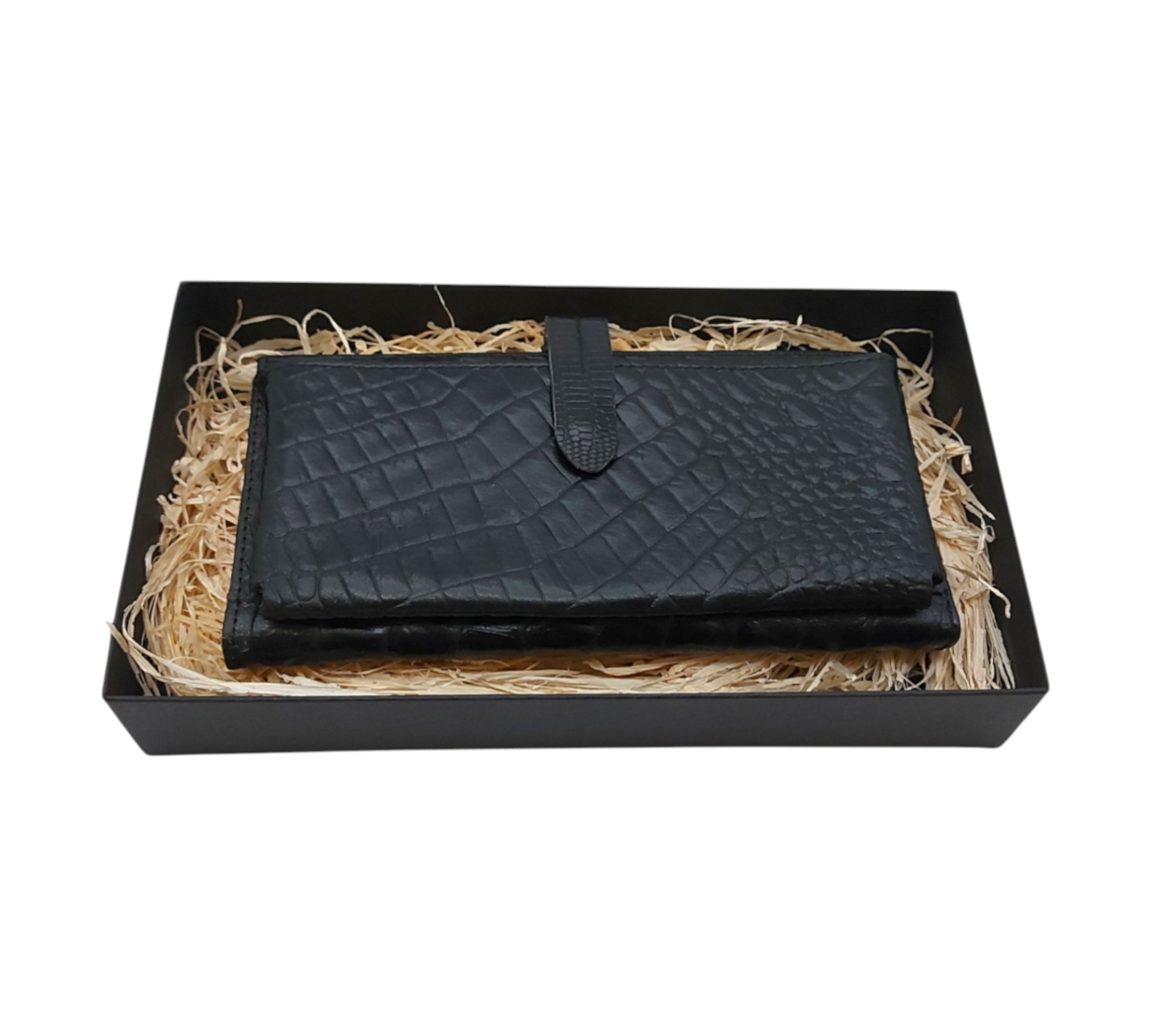 Dames portemonnee van rundleer met telefoonvak – croco print