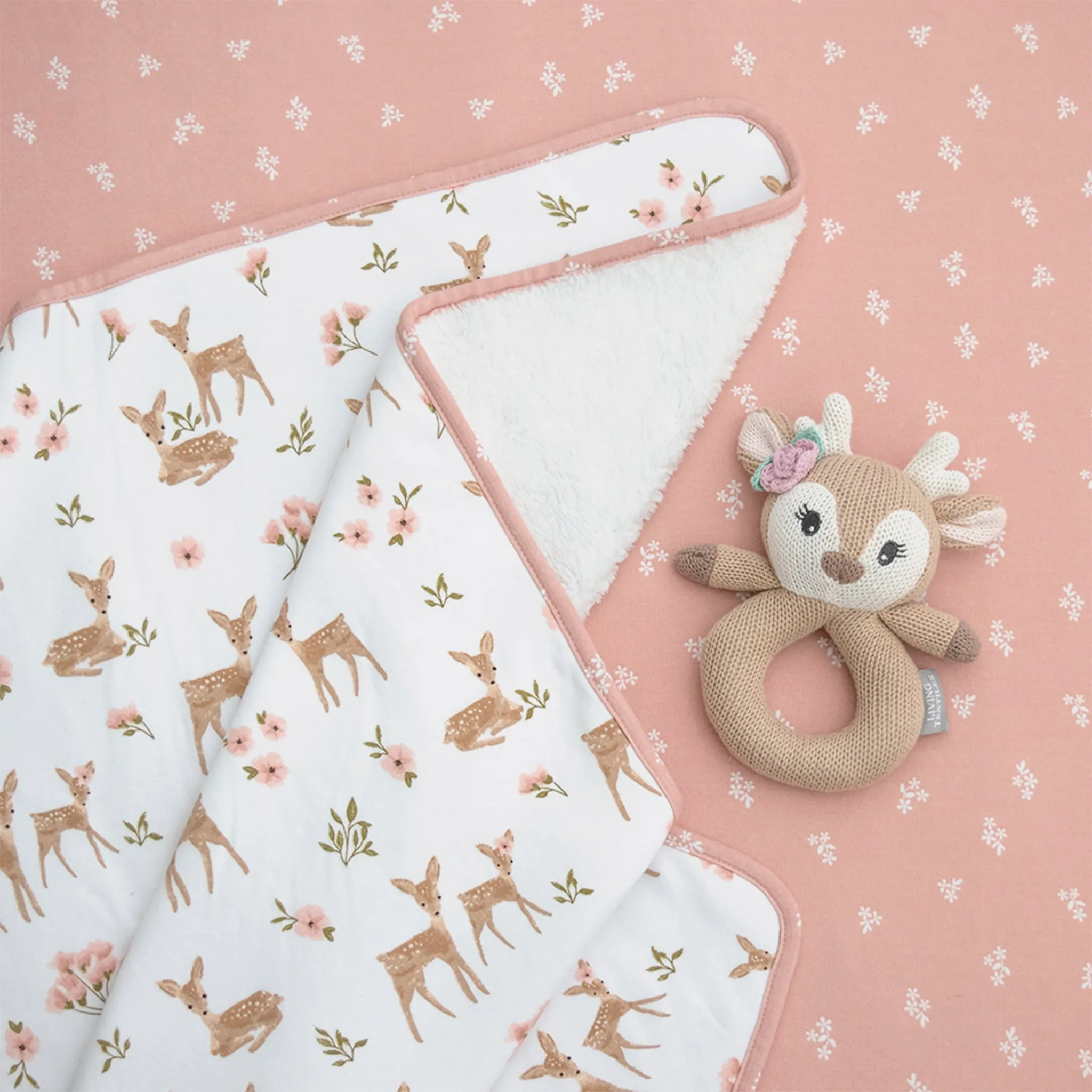 Living Textiles Drap Contour pour Lit de Bébé - Rose Dusty