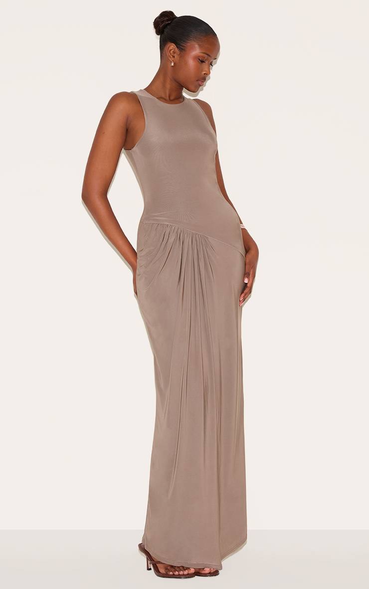 Moka Robe Longue Froncée À Taille Basse En Tissu Slinky Double Épaisseur