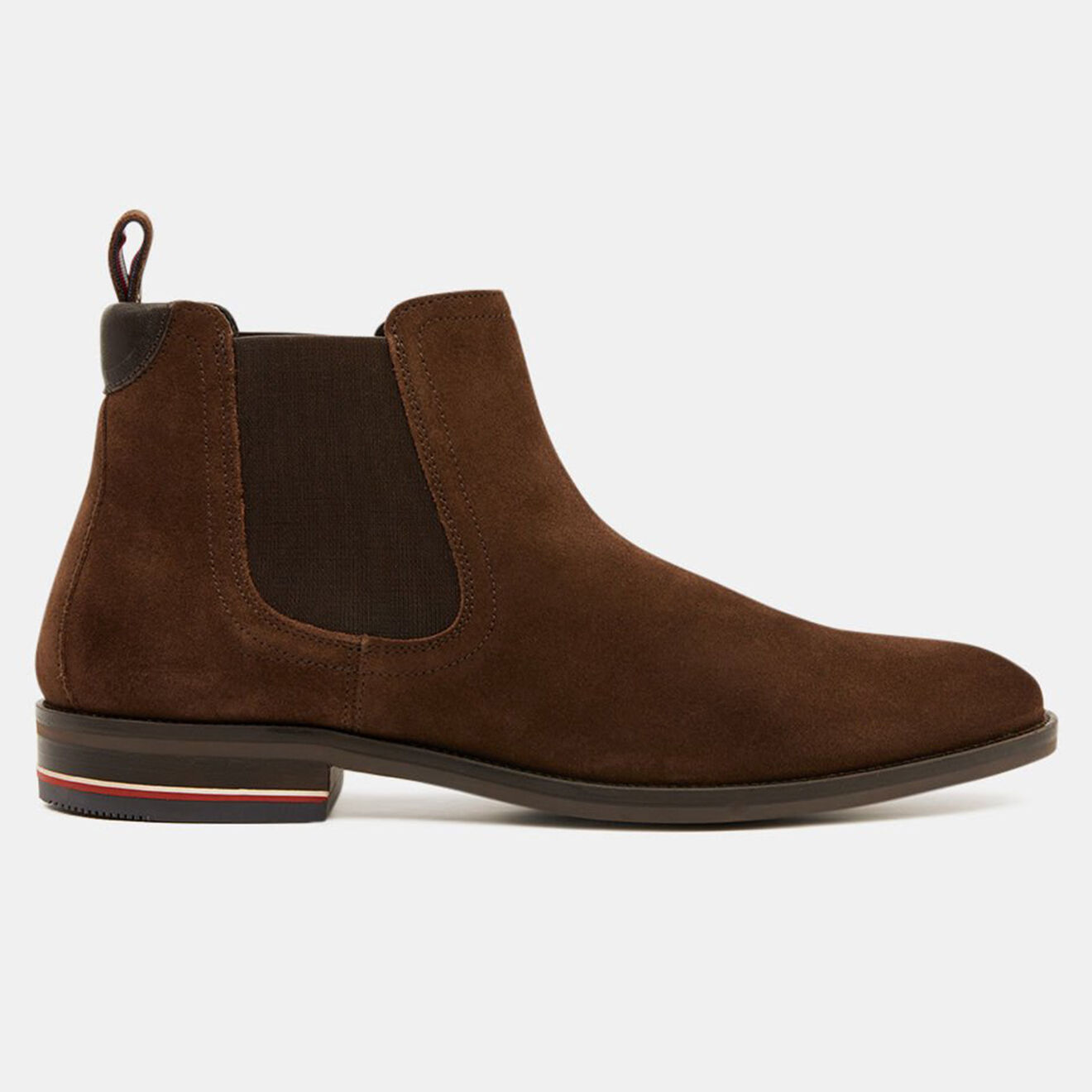 Tommy Hilfiger Chelsea boots en Velours de Cuir Signature marron foncé