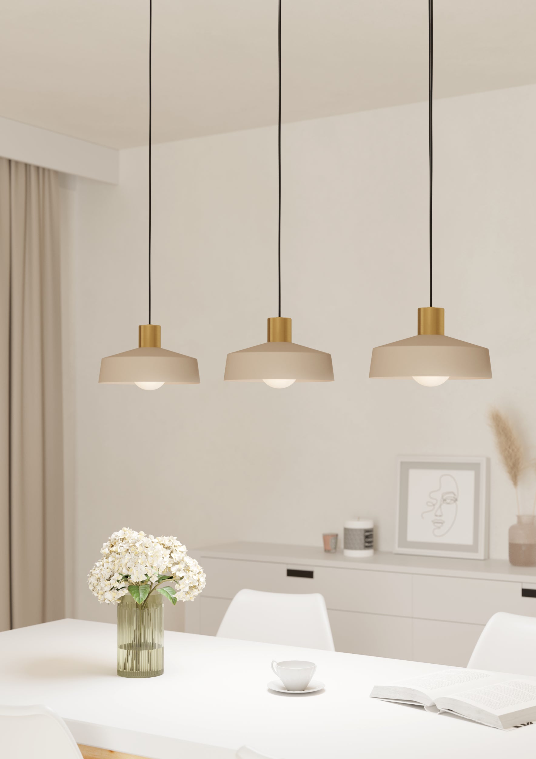EGLO Valdiola Hanglamp - E27 - 93 cm - Beige|Goud - Staal