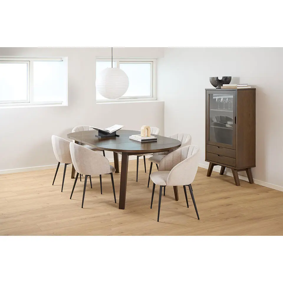 Hioshop Bristol vitrinekast 1 deur 2 lades 2 planken grijs