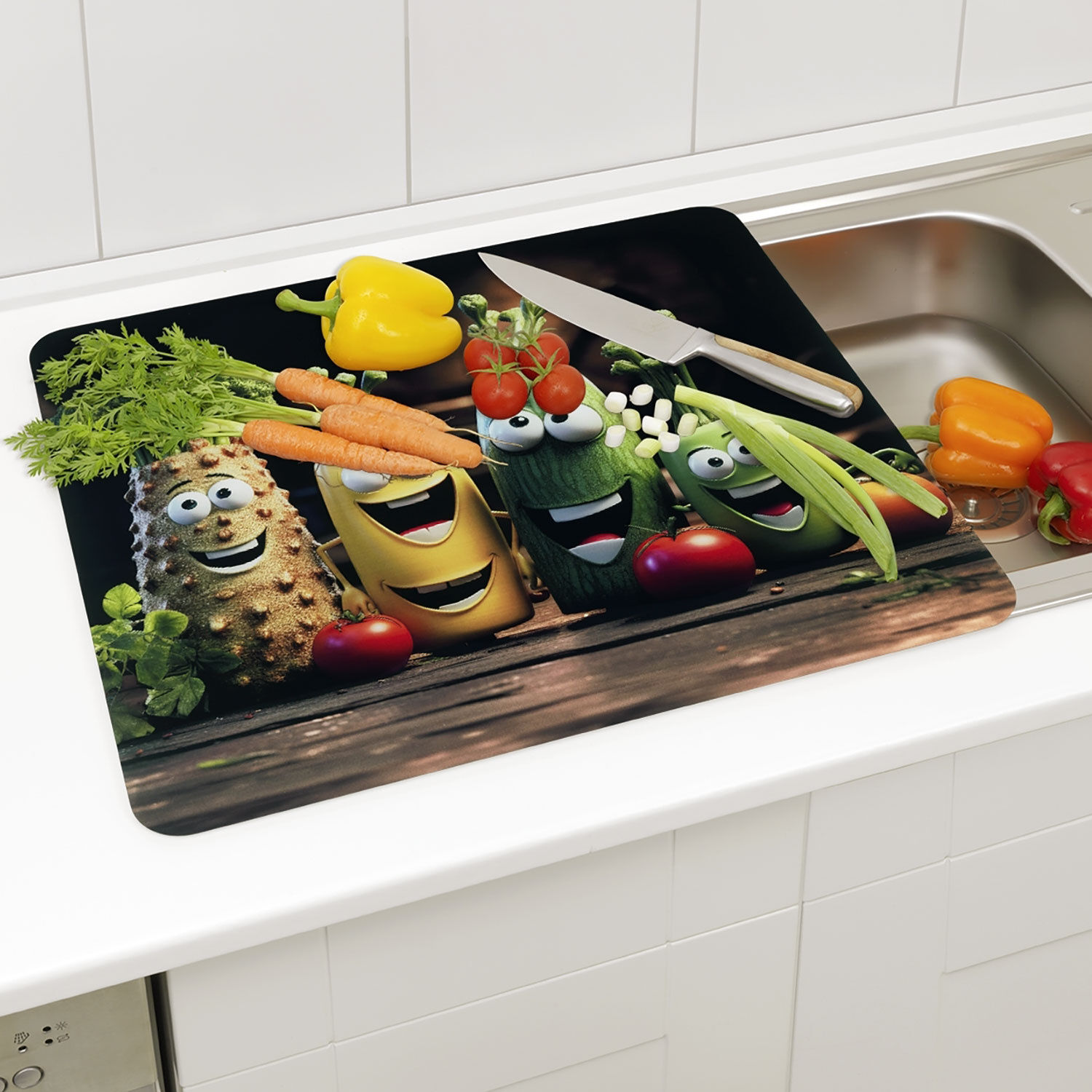 Glas-Abdeckplatte Multi – Lustiges Gemüse