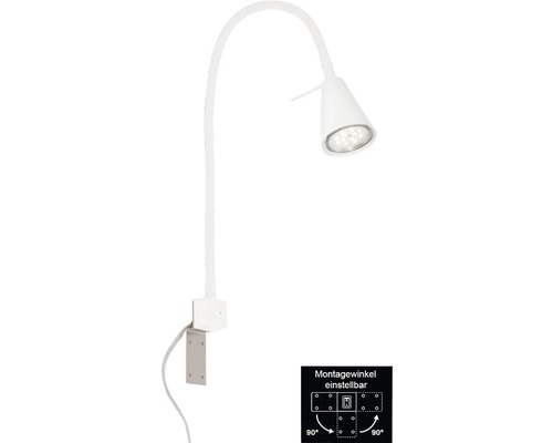 LED-bedlamp 400 lm 3000 K met flexibele arm H 40 cm wit