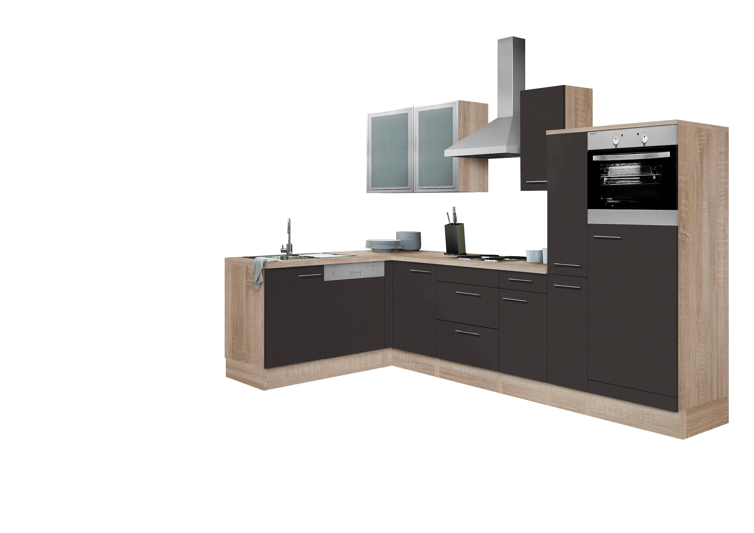 OPTIFIT Winkelküche »Kalmar« Stellbreite 300x175 cm, wahlweise mit E-Geräten, mit Arbeitsplatte