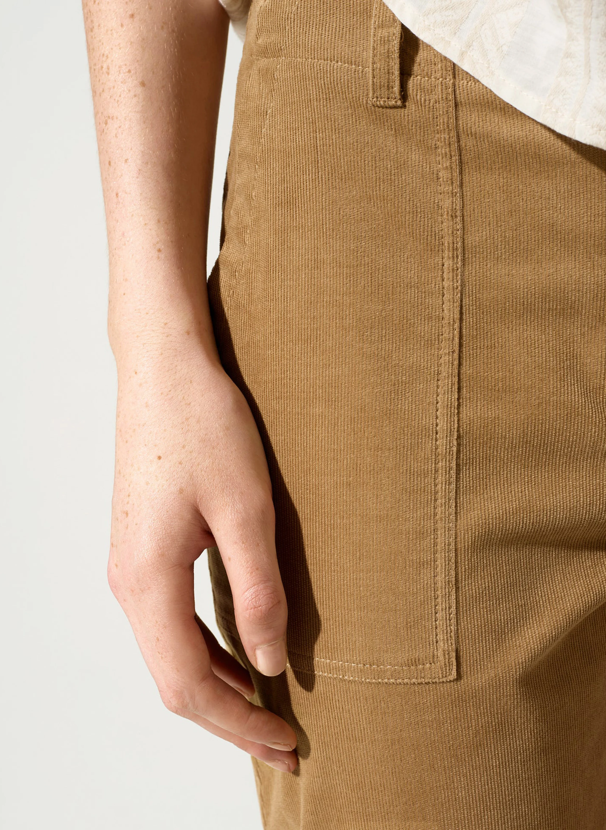MILA - Pantalon droit en coton mélangé | Marron
