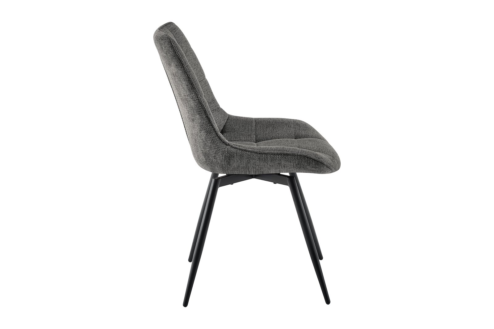 Turn spisestol sort metall understell med sving 360 grader, stoff Aragon 97 brun