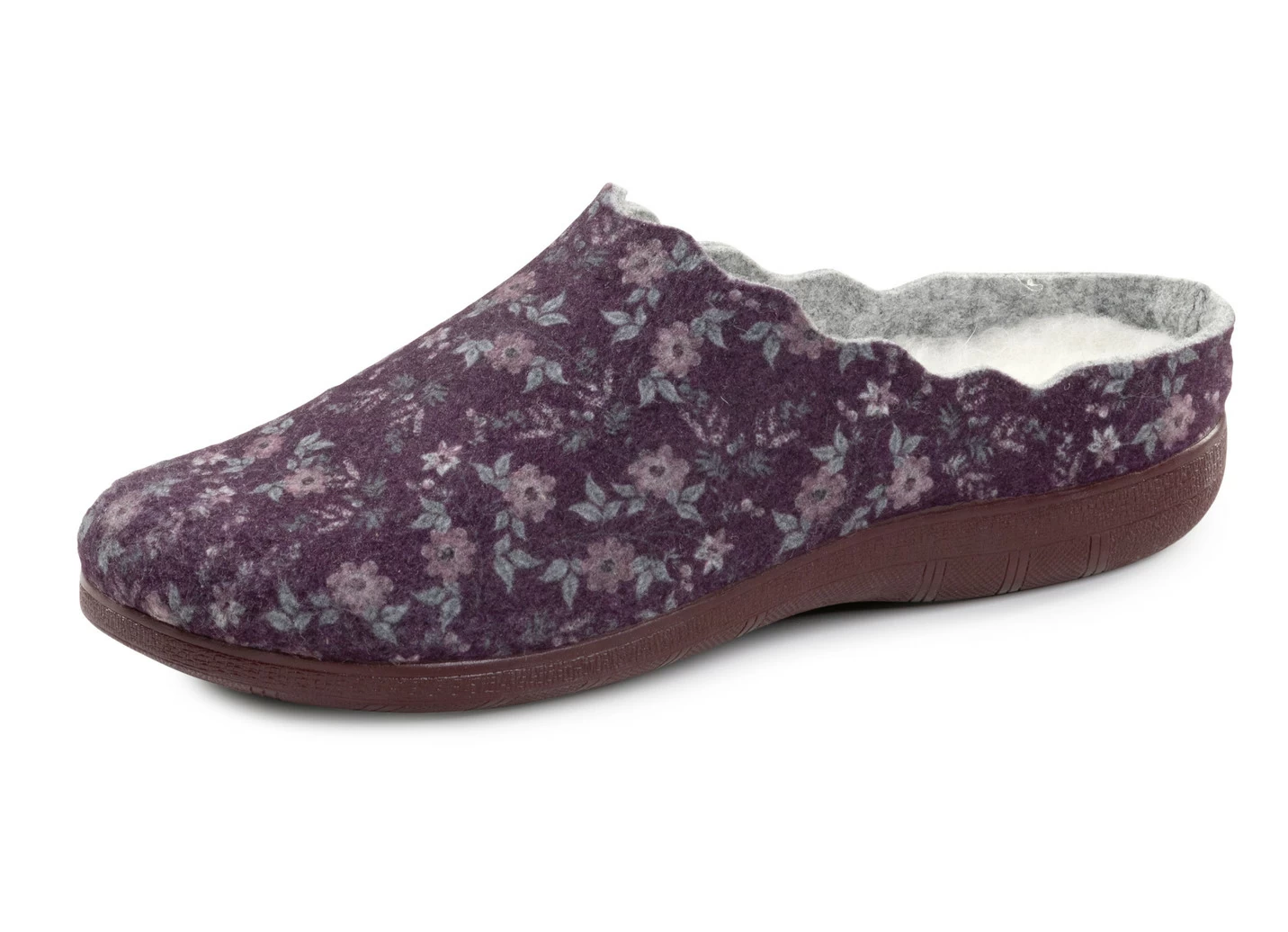 Laurina Pantoffel aus floral bedrucktem Filzmaterial