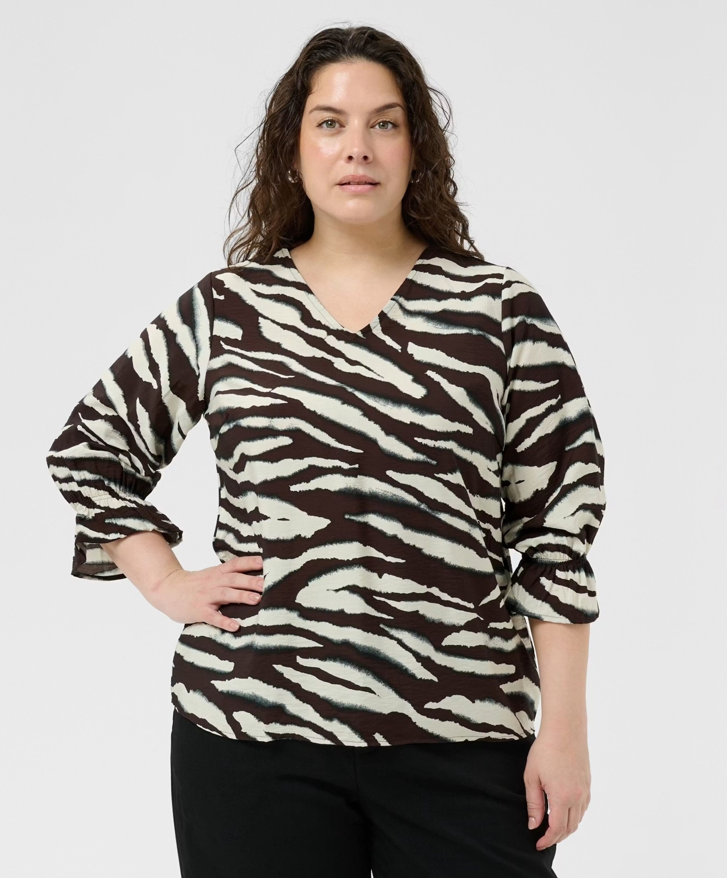 KAFFE Curve Dames blouse bruin