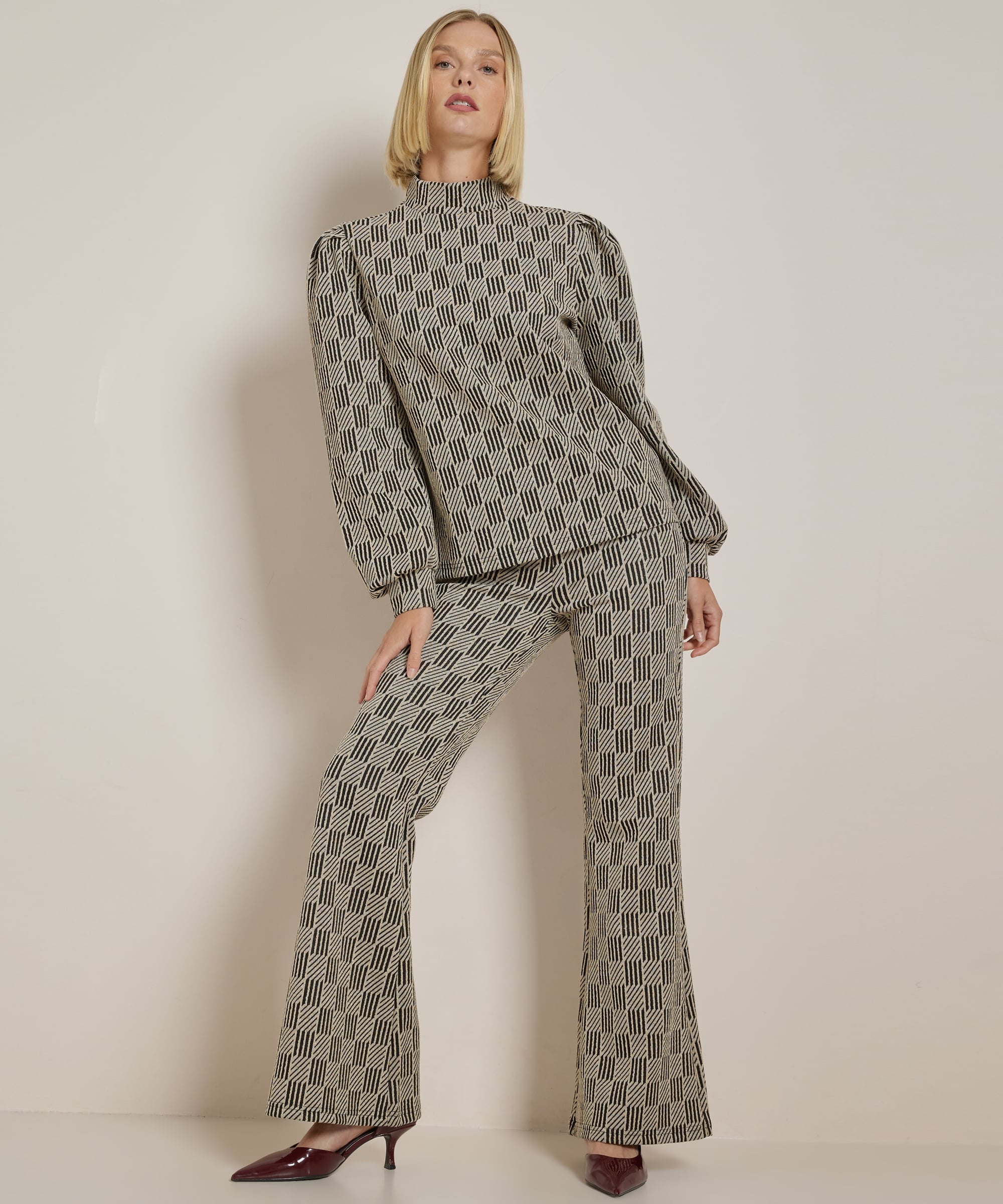 flared fit broek jacquard