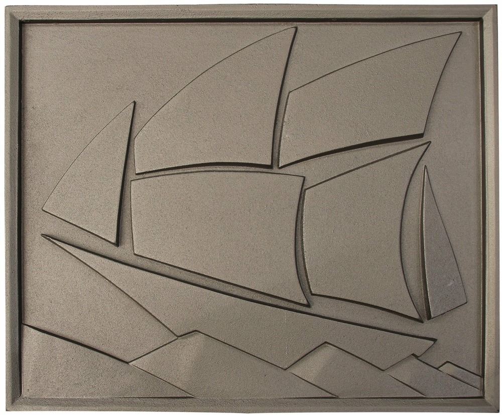 Plaque de cheminée voilier h. 56cm x l. 67cm