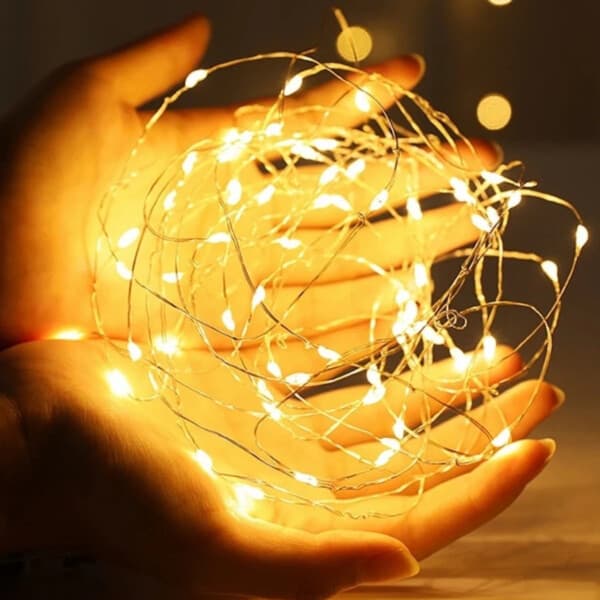6-pack 1m Mini LED Light Loop Battery Operated Hot White