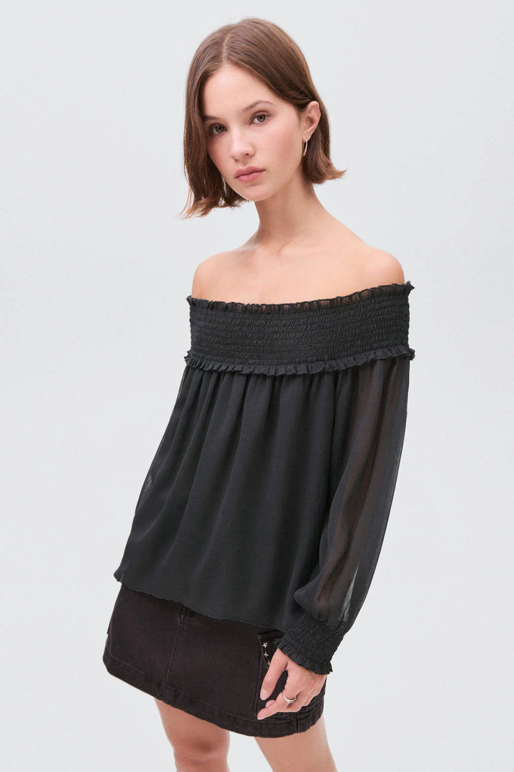 MANGO TEEN off shoulder top antraciet