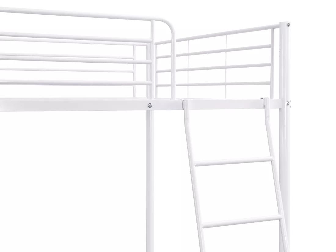 Lits superposés 2 x 140 x 190 cm - Métal - Blanc + Matelas - GEMINI II