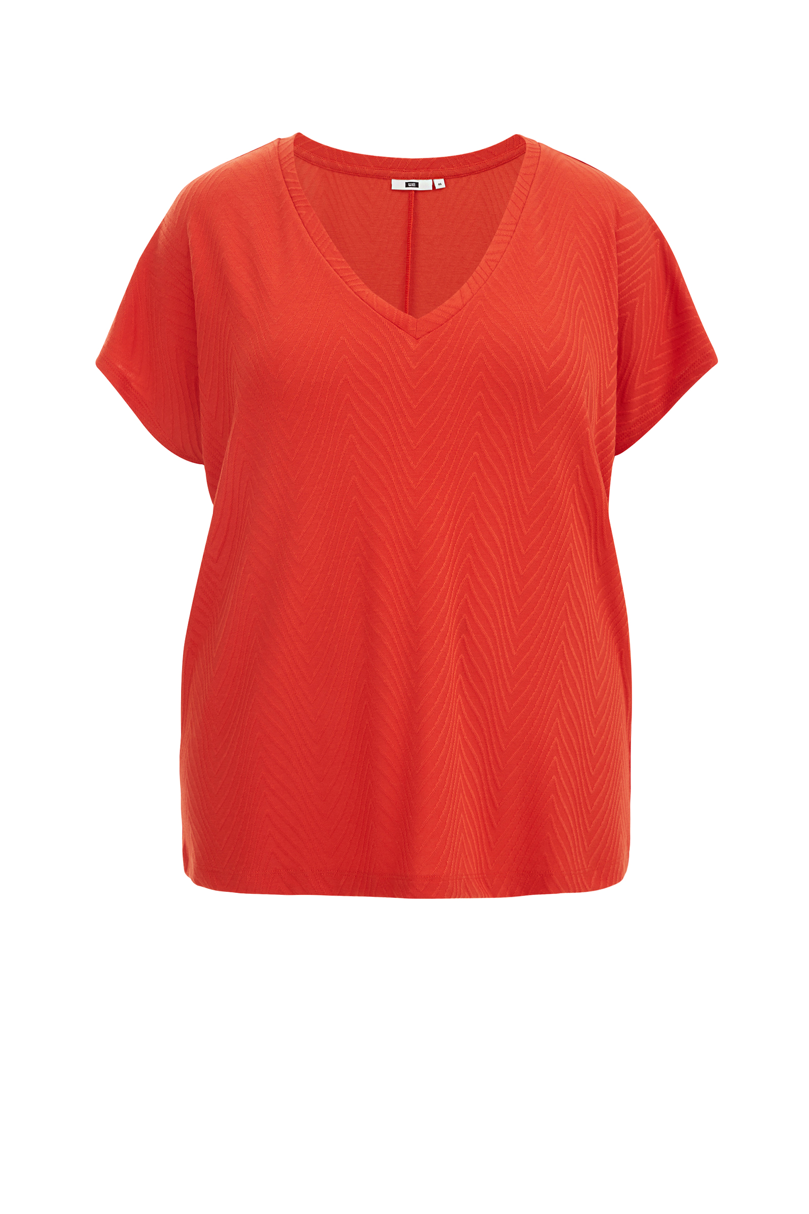 T-shirt met structuur - curve WE Fashion Oranje