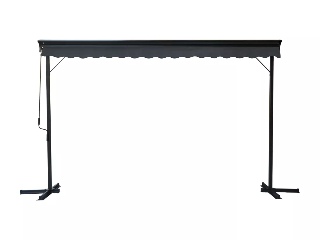 Store double pente avec coffre 3 x 4 m en aluminium gris anthracite