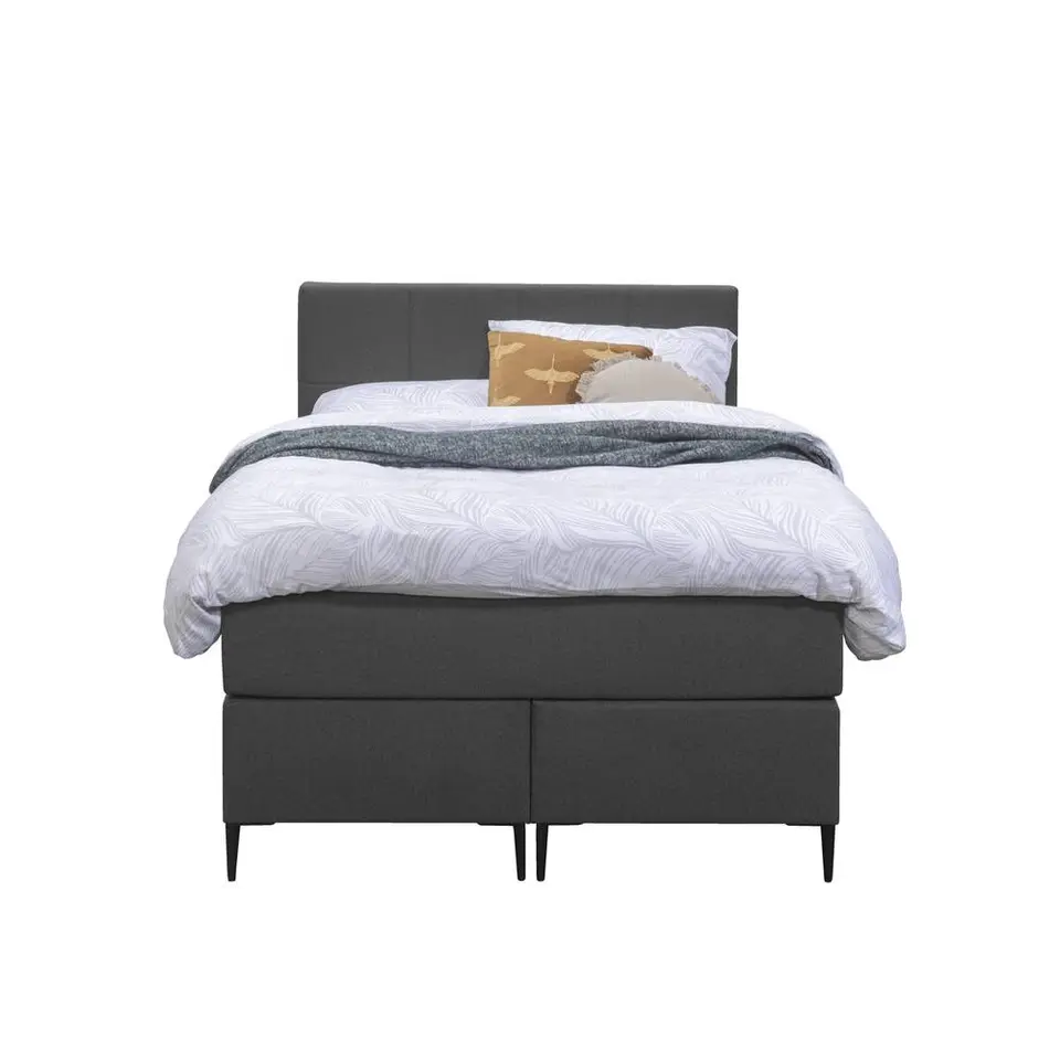Boxspring Liv geblokt - antraciet - 120x200 cm - slanke poot