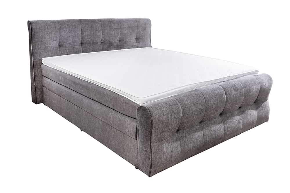 Boxspringbett SIGNUM 140x200cm grau Vogue Velours Samt mit Topper Matratze Stauraum