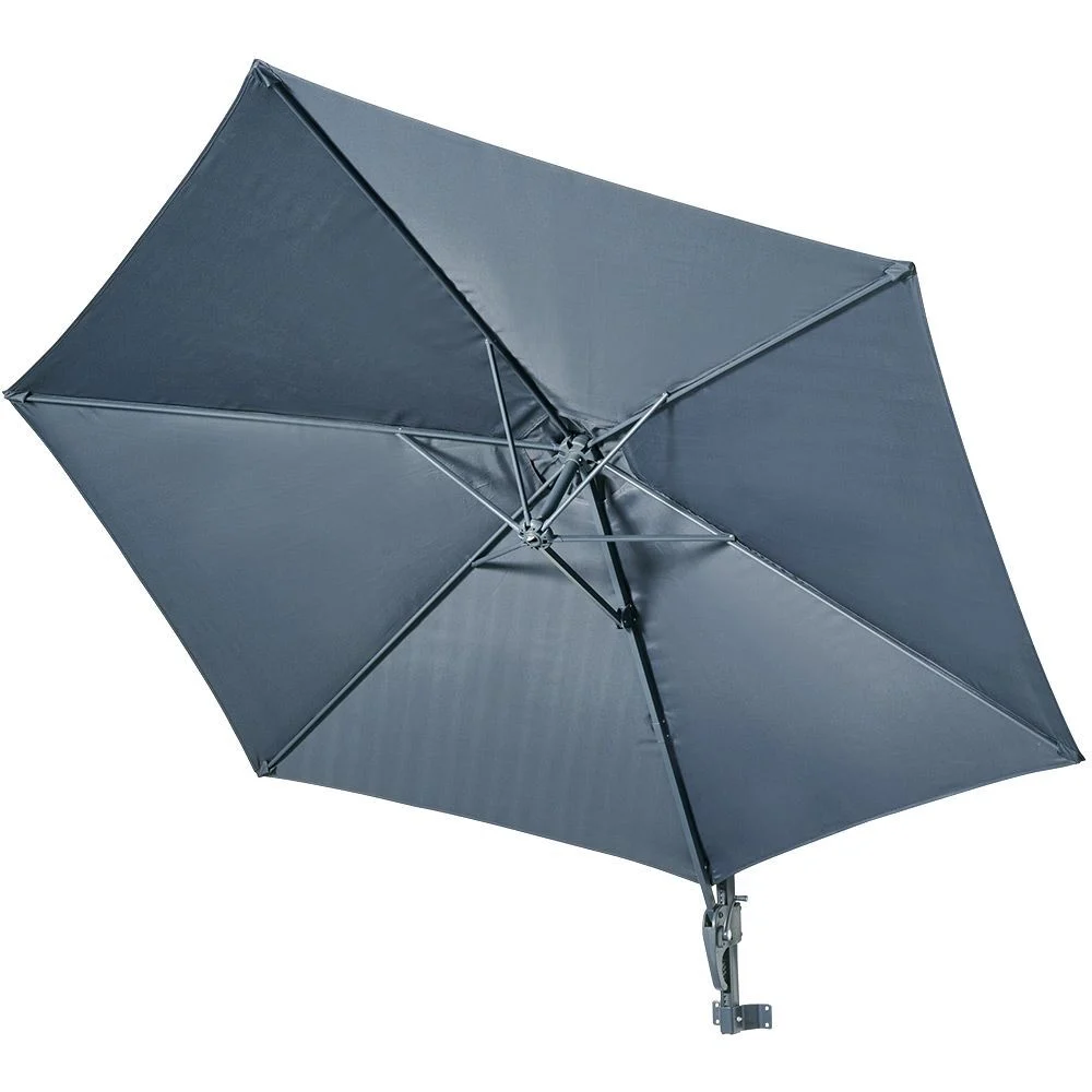 Parasol déporté mural Wallstreet rond gris avec housse Ø250xH140cm